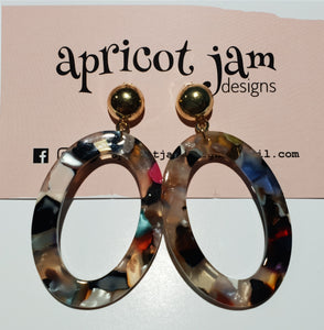 Acrylic Oval Drops - Gold Studs