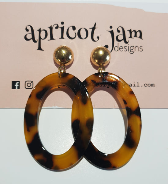 Acrylic Oval Drops - Gold Studs