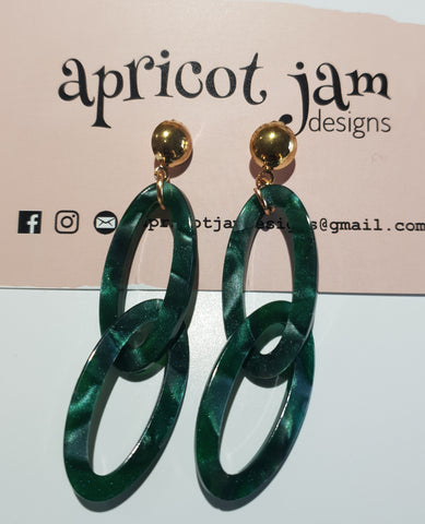 Chain Link Acrylic Oval Drops - Marble Effect